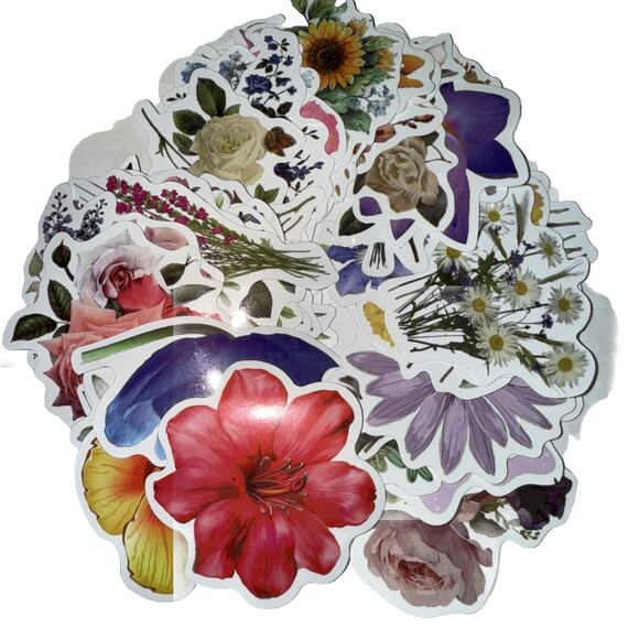 NWT Lot Of 50 Flower Stickers - Picture 1 of 2